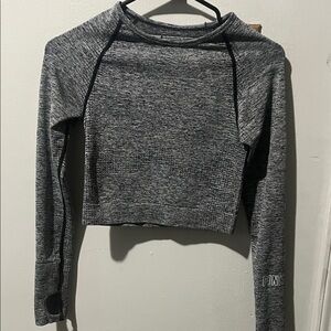 PINK Victoria's Secret Gray Long Sleeve Crop Top